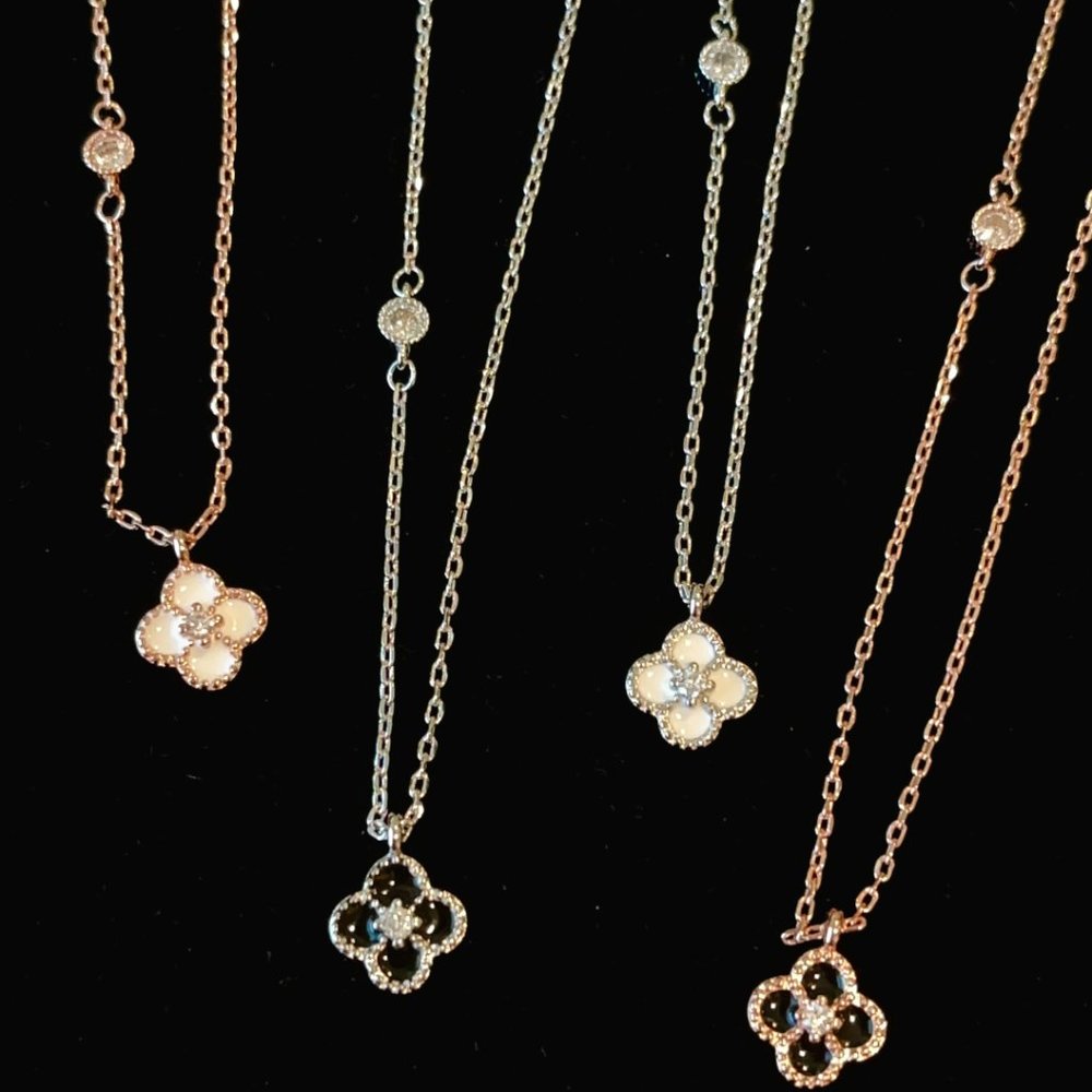 Rose Gold & Silver Four Leaf Clover CZ Bracelet - Picture 5 of 5